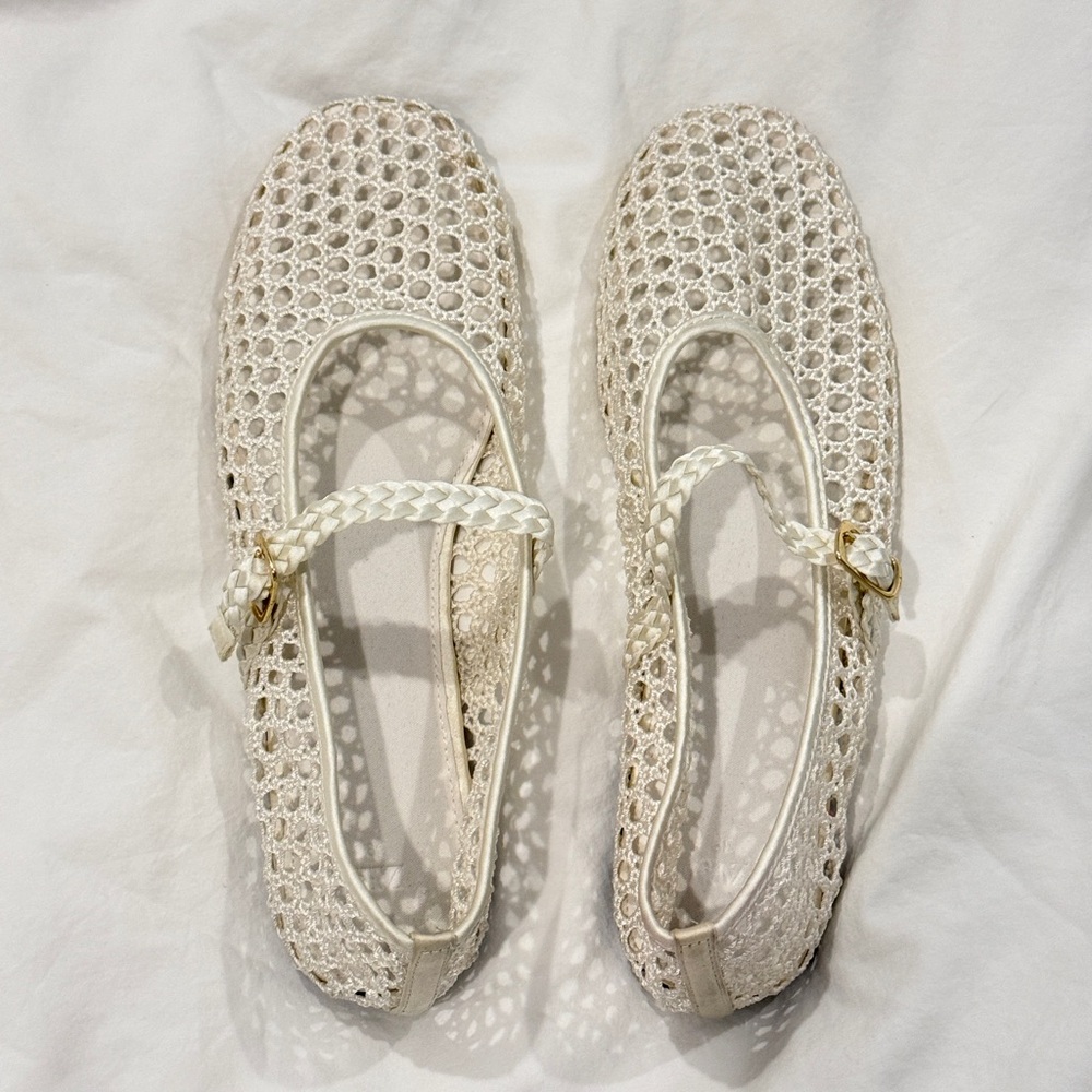 Zara Cream Mesh Flats